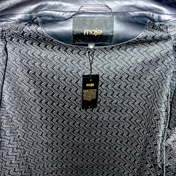 MAJE NWT Women’s Black Leather Jacket.Size 36 (4) - Picture 5 of 8